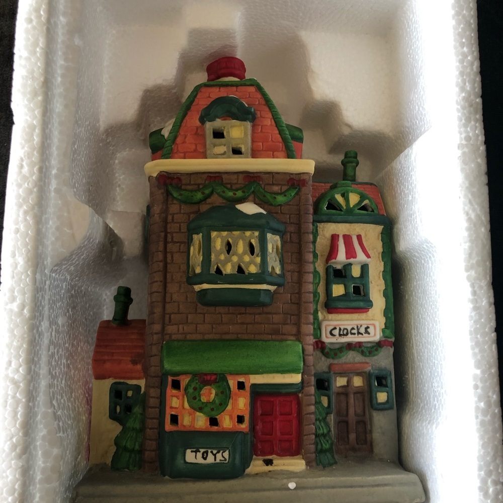 Holiday Toy & Clock Store Lighted Christmas Village Building | Porcelain Decor - Picture 6 of 6